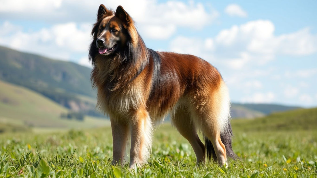 Eleganter Afghanischer Windhund in einer Wiese.