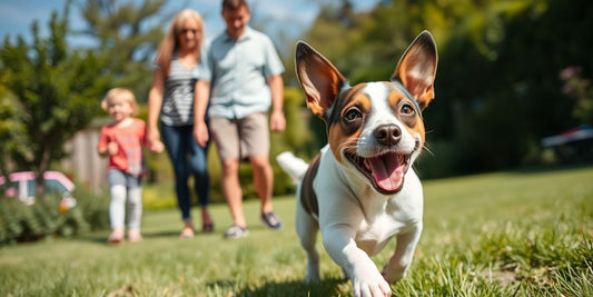 Jack Russell Terrier spielt im Garten