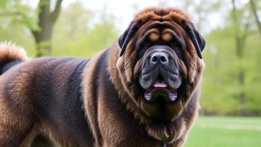 Stolzer Mastiff im Park, majestätisch und freundlich.