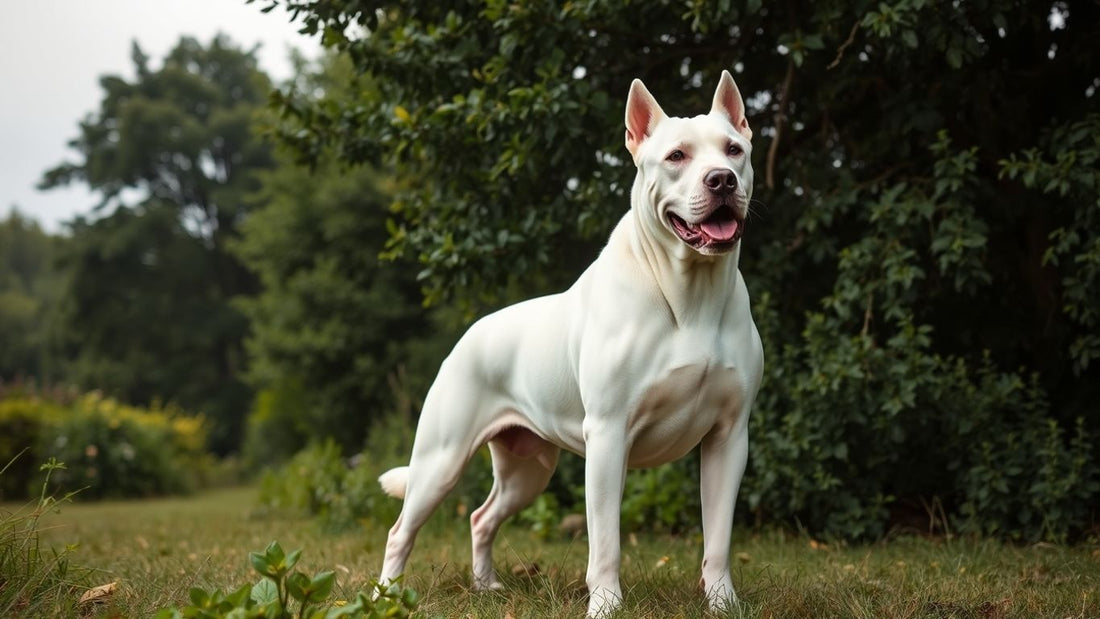 Stolzer Dogo Argentino in der Natur.