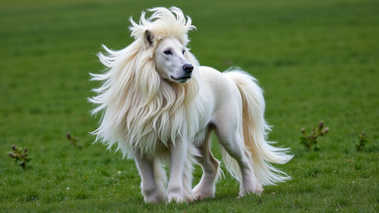 Majestätischer Komondor auf einer grünen Wiese.