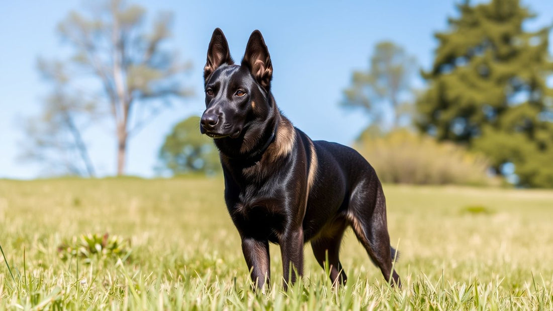 Beauceron auf grüner Wiese