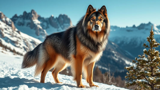 Grönlandhund in schneebedeckter Landschaft.
